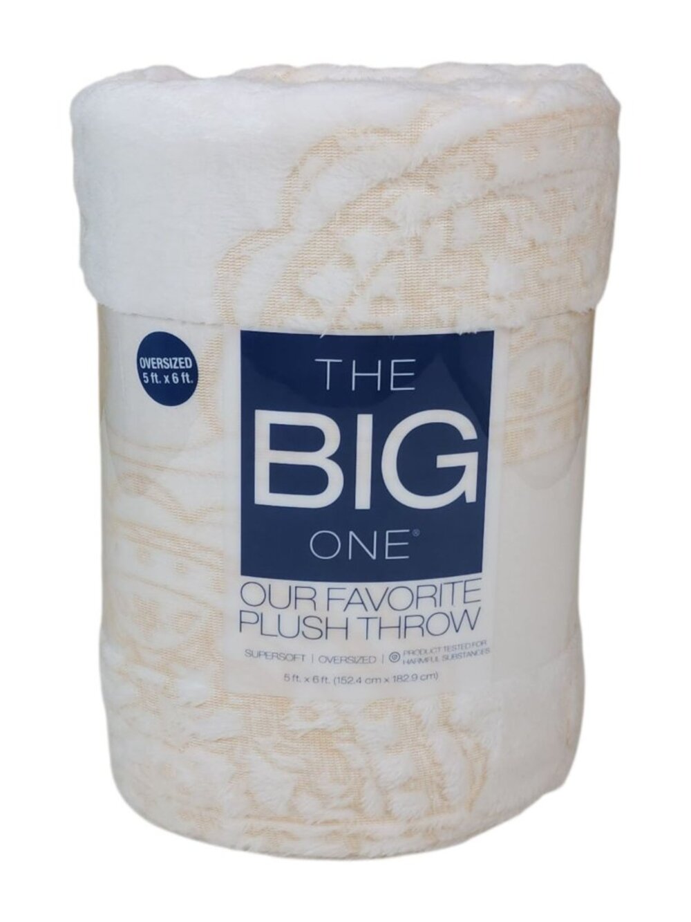 The Big One Plush Throw Blanket 5 x 6 Oversized Neutral Colors Lace Print